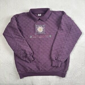 VTG Crazy Shirts San Fransico Purple LS Collared Pullover Sweater Mens M